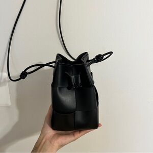 black mini woven crossbody